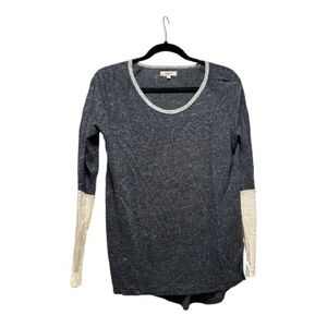 Madewell Charcoal and Cream Long Sleeve Top